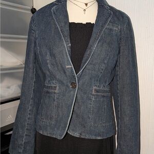 Ann Taylor Blue Jean Jacket Fitted Tailored